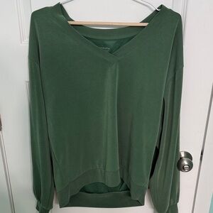 Athleta Forest Green V-Neck Sweatshirt